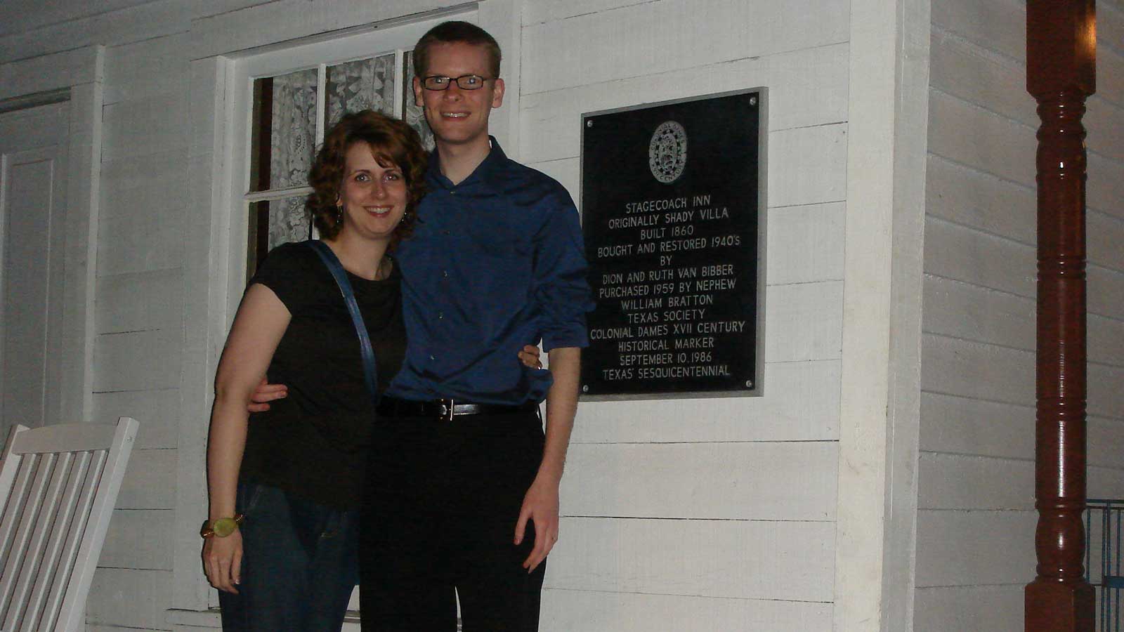 William and Rebecca outside Stagecoach Inn
