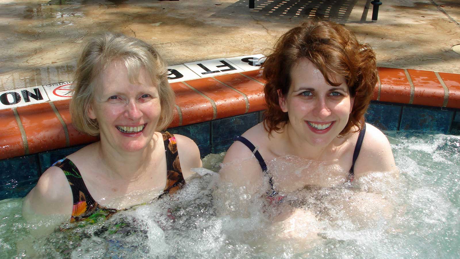 Ellen and Rebecca in the pool