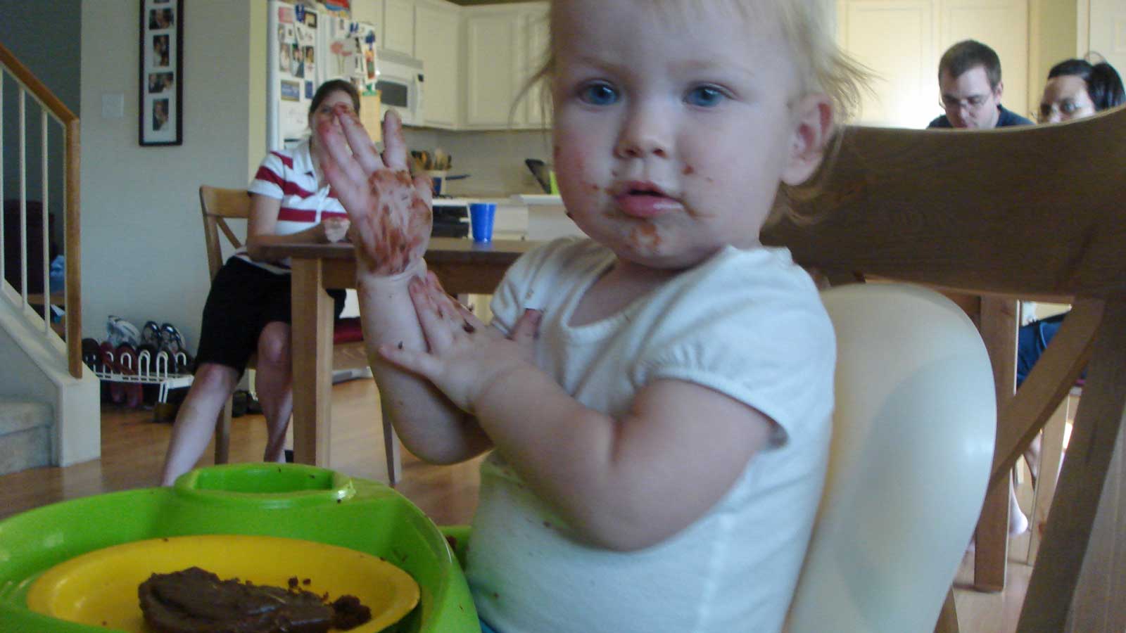 Emily eating chocolate cake