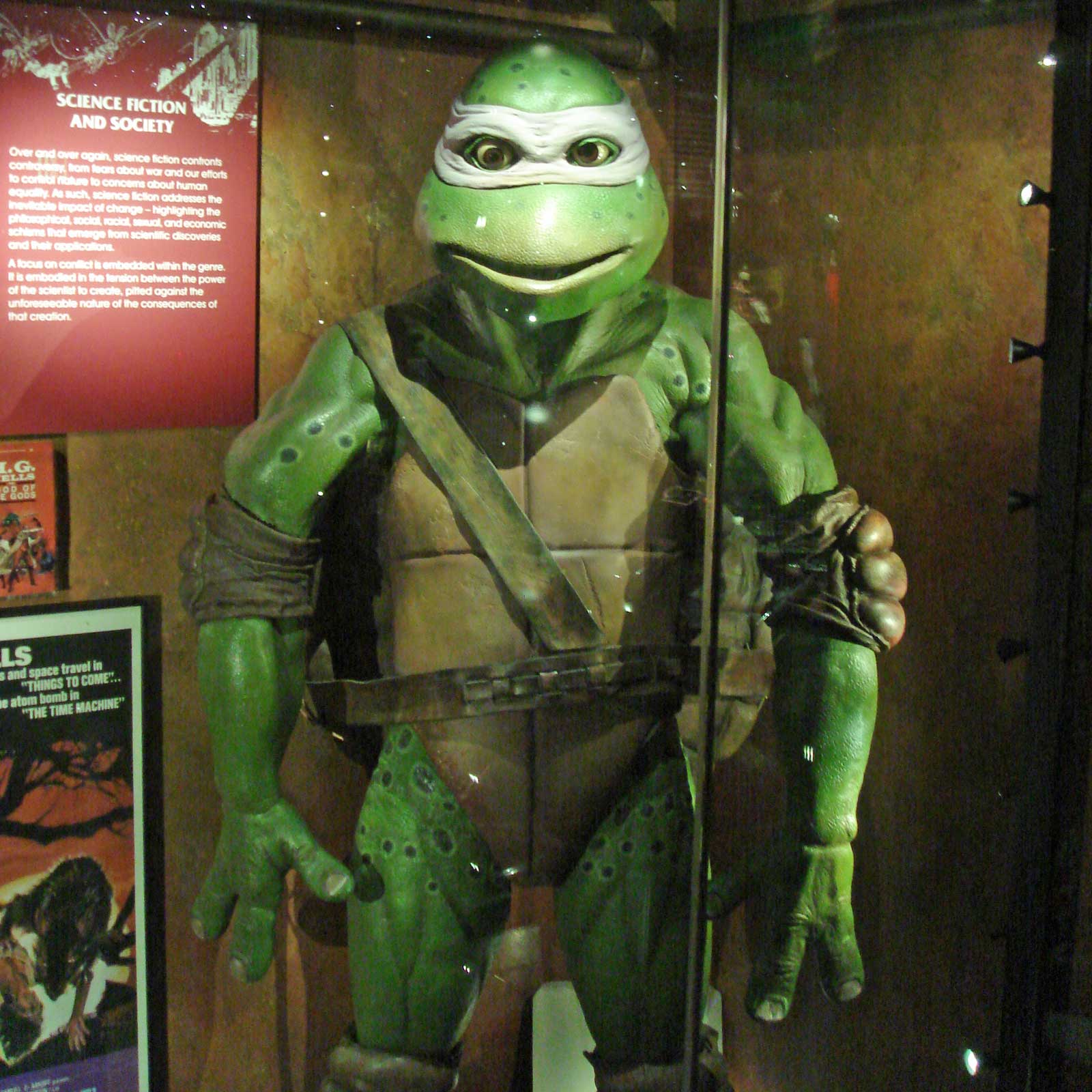 A full-size Teenage Mutant Ninja Turtles costume