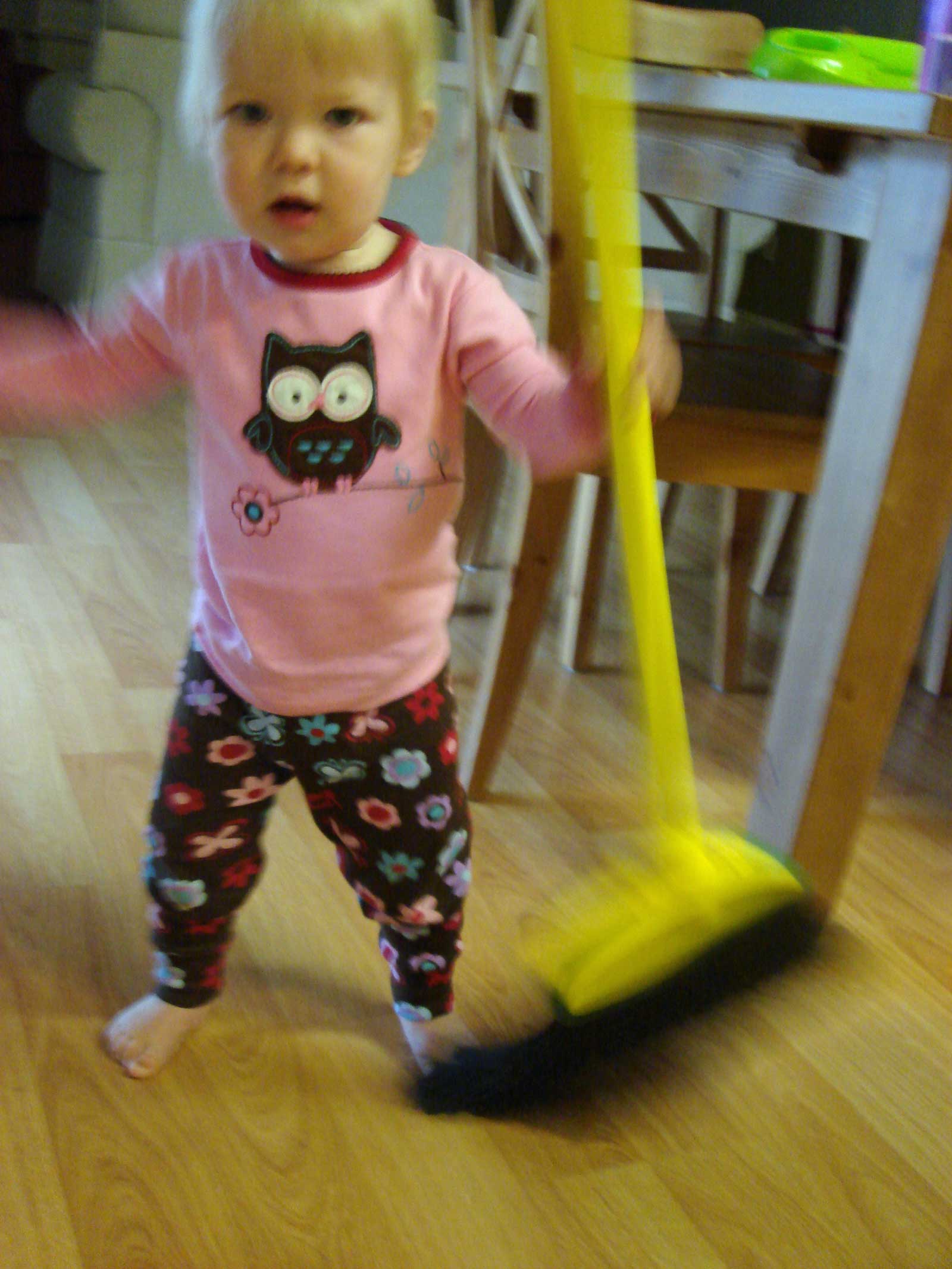 Emily with the broom